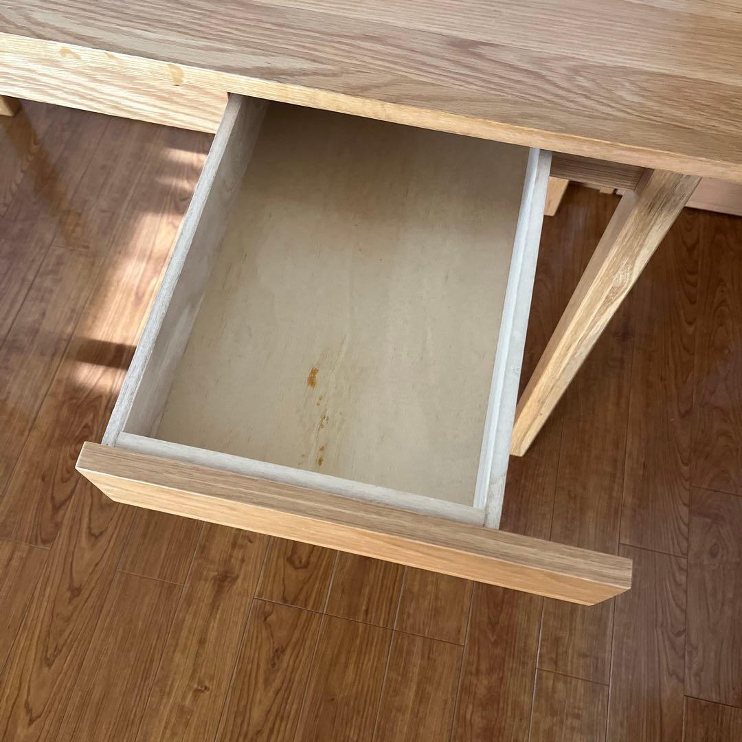 無印良品　無垢材デスク（引出し付）・オーク材