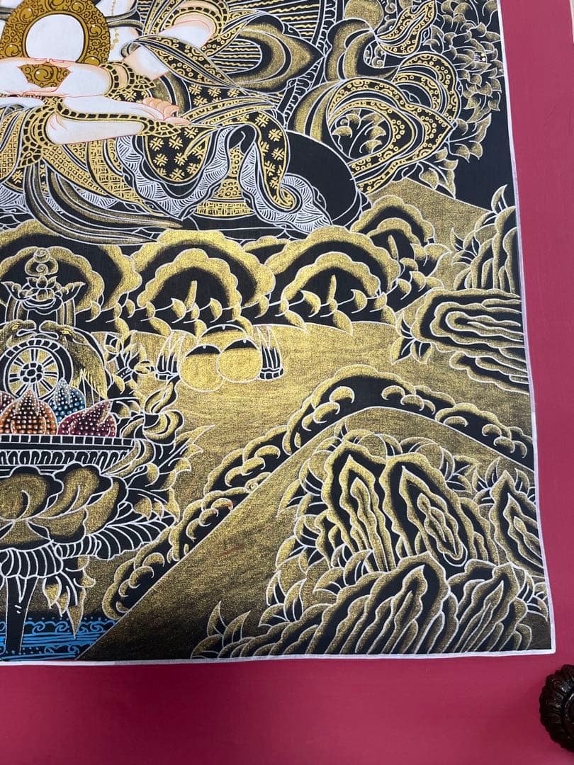 《 チベット密教　1点物 》 手描き　曼荼羅　大日如来　秘仏　至宝　仏教　密教