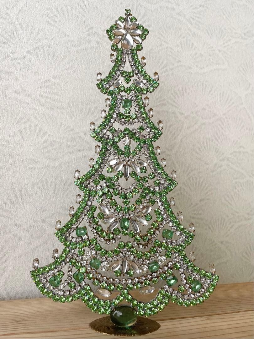 30cm特大/Bijoux刻印付/チェコガラス/クリスマスツリー/ライトグリーン