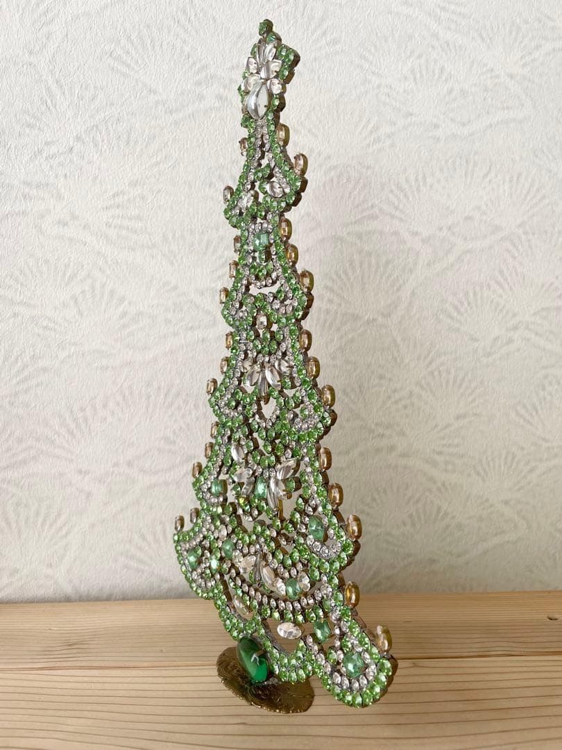 30cm特大/Bijoux刻印付/チェコガラス/クリスマスツリー/ライトグリーン