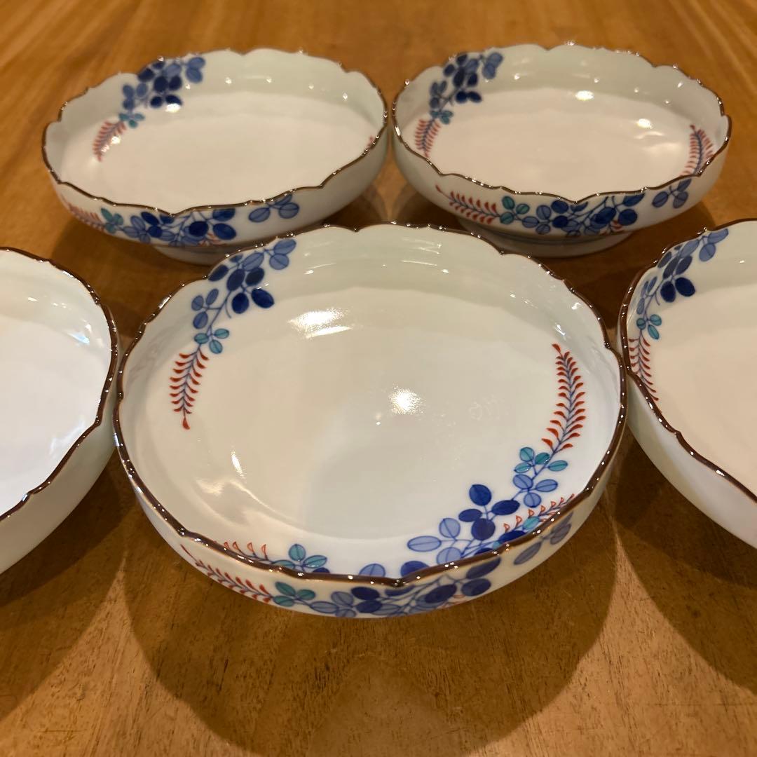 有田焼 辻製磁 辻常陸 萩絵付 高台平鉢 昭和期 五枚 (全十枚) - メルカリ