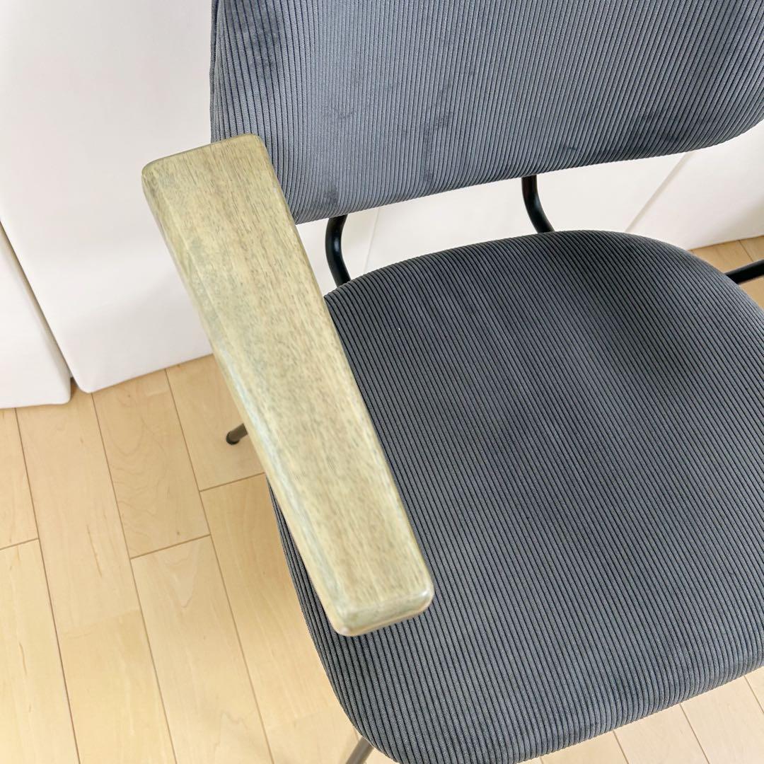 アンティーク アーム付 コーデュロイ ブラックアイアン モダン Menoa天然木