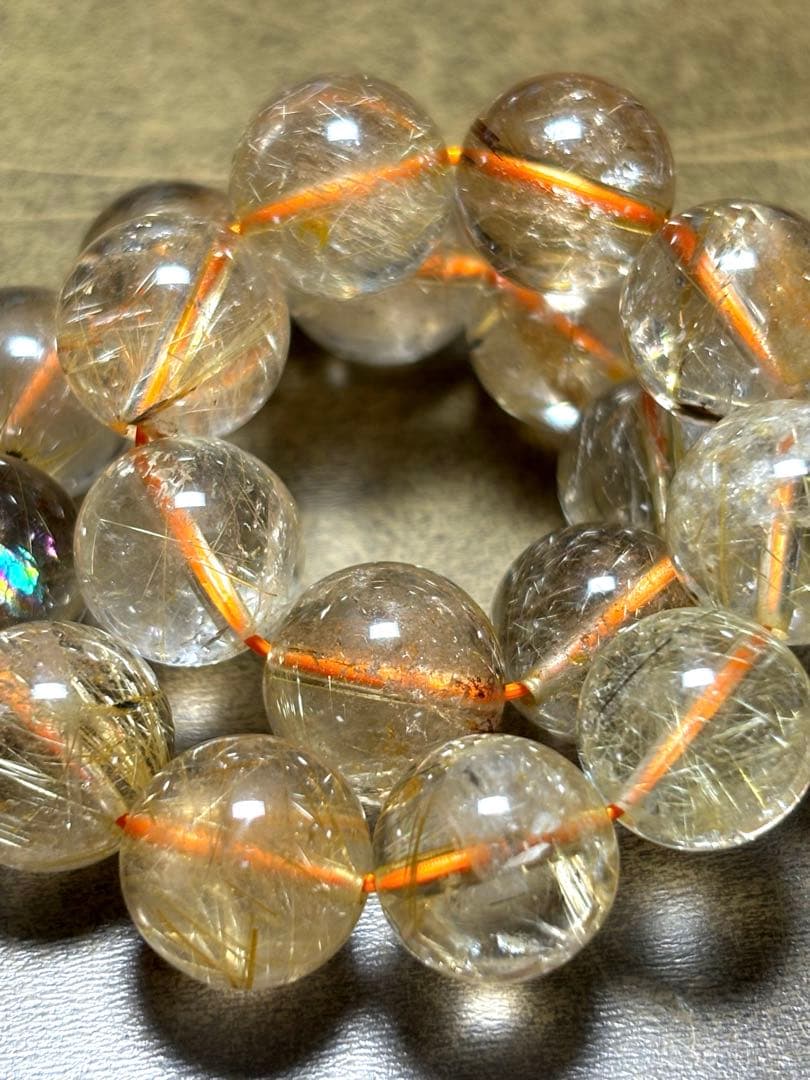 【新入荷】高品質　ゴールルチルクォーツブレス11〜11.8㎜（新品未使用）金運