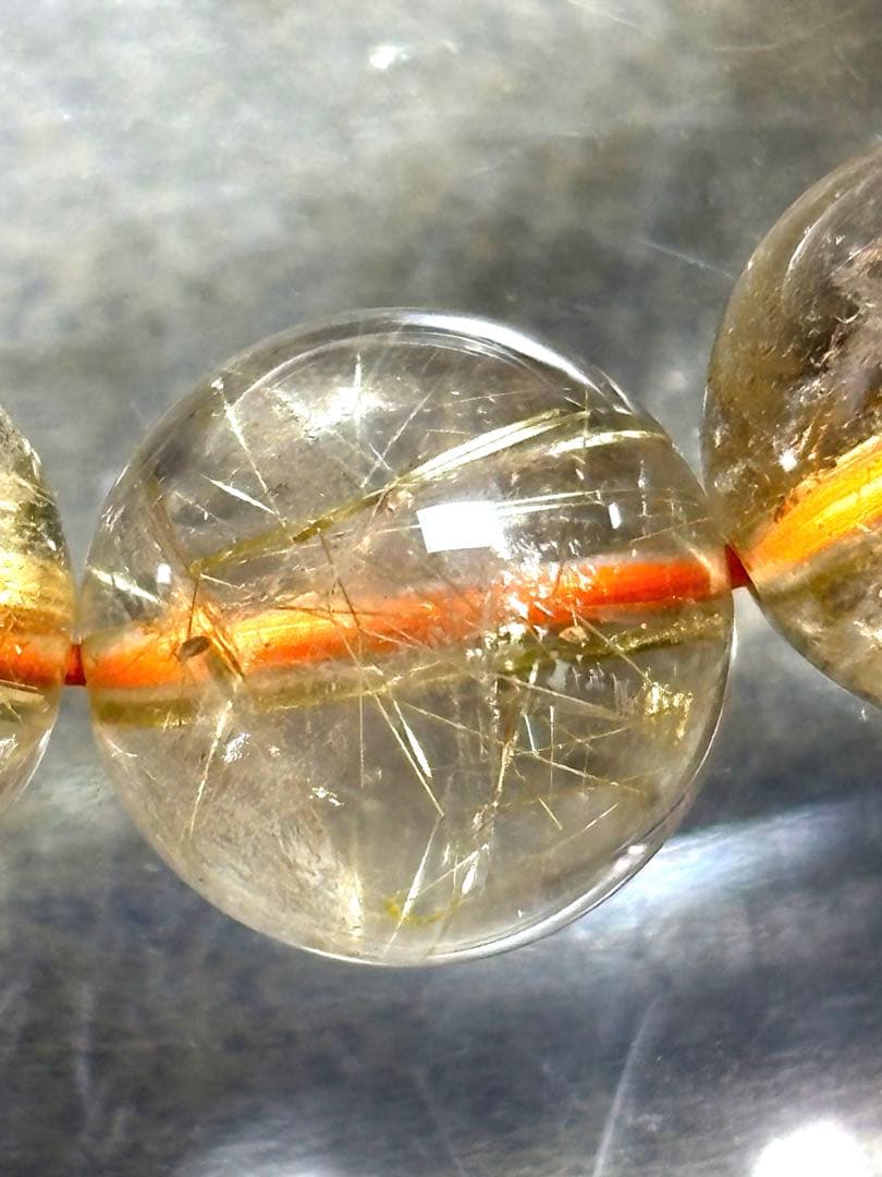 【新入荷】高品質　ゴールルチルクォーツブレス11〜11.8㎜（新品未使用）金運