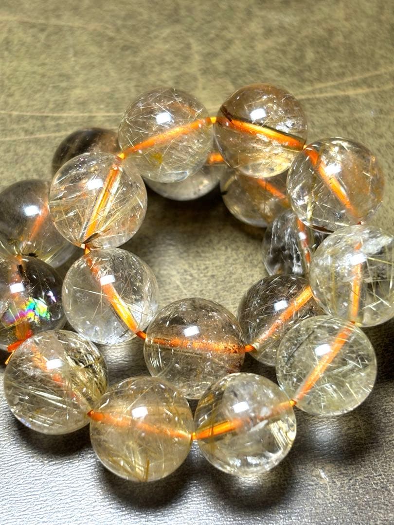 【新入荷】高品質　ゴールルチルクォーツブレス11〜11.8㎜（新品未使用）金運