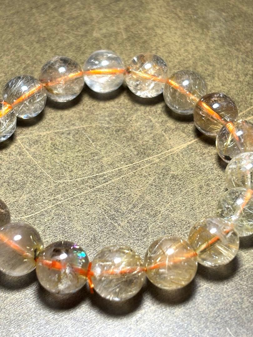 【新入荷】高品質　ゴールルチルクォーツブレス11〜11.8㎜（新品未使用）金運