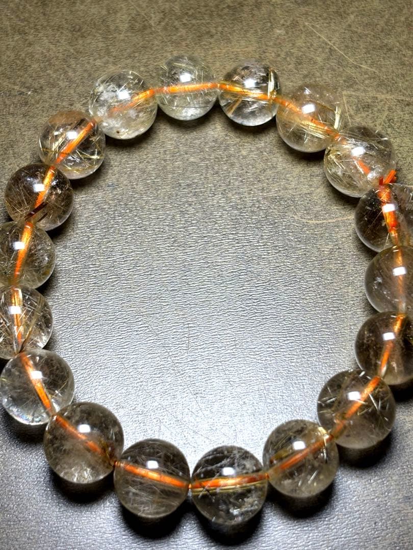 【新入荷】高品質　ゴールルチルクォーツブレス11〜11.8㎜（新品未使用）金運