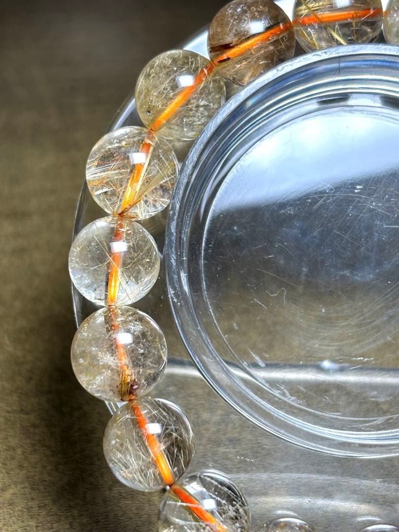 【新入荷】高品質　ゴールルチルクォーツブレス11〜11.8㎜（新品未使用）金運