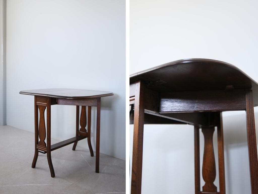 英国アンティーク木製ゲートレッグテーブル/ダイニング机/バタフライ(91-59)