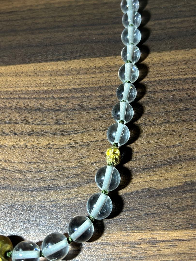 スカルネックレス　ドクロ　特注品　一点物　職人手作り　水晶　真鍮　ビジュアル