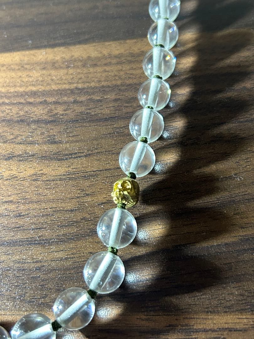 スカルネックレス　ドクロ　特注品　一点物　職人手作り　水晶　真鍮　ビジュアル