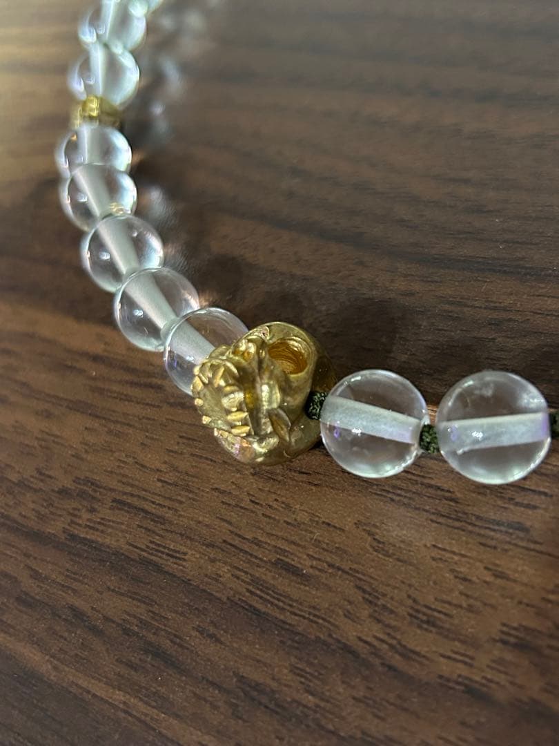 スカルネックレス　ドクロ　特注品　一点物　職人手作り　水晶　真鍮　ビジュアル