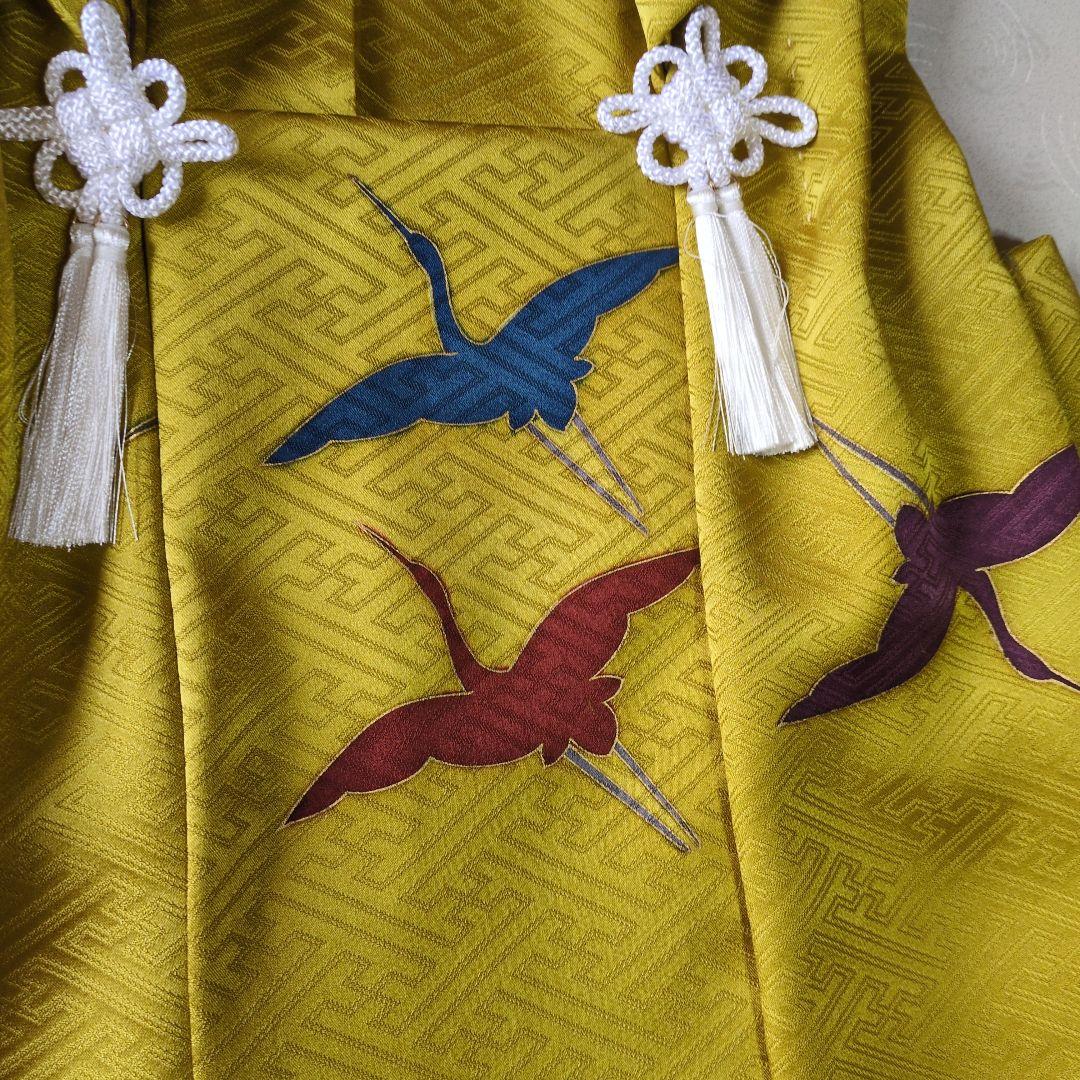 七五三３歳男の子正絹綸子辛子色の被布(中綿無し）