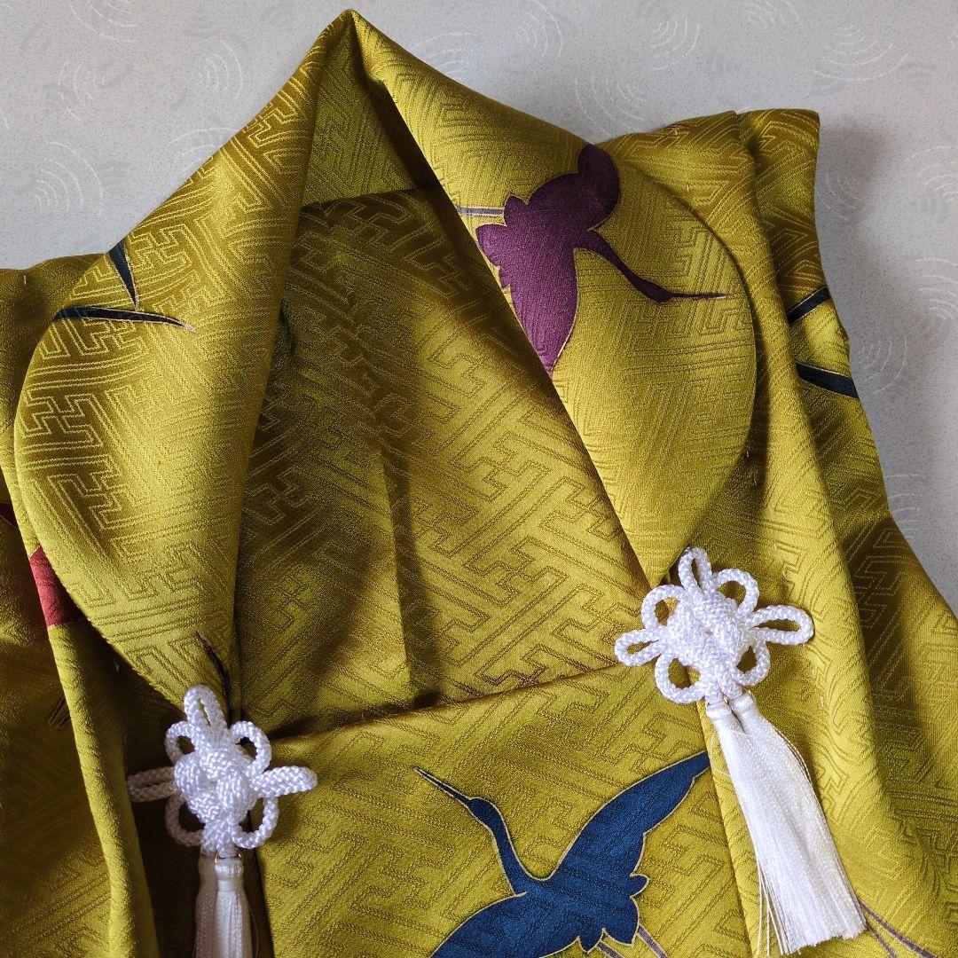 七五三３歳男の子正絹綸子辛子色の被布(中綿無し）