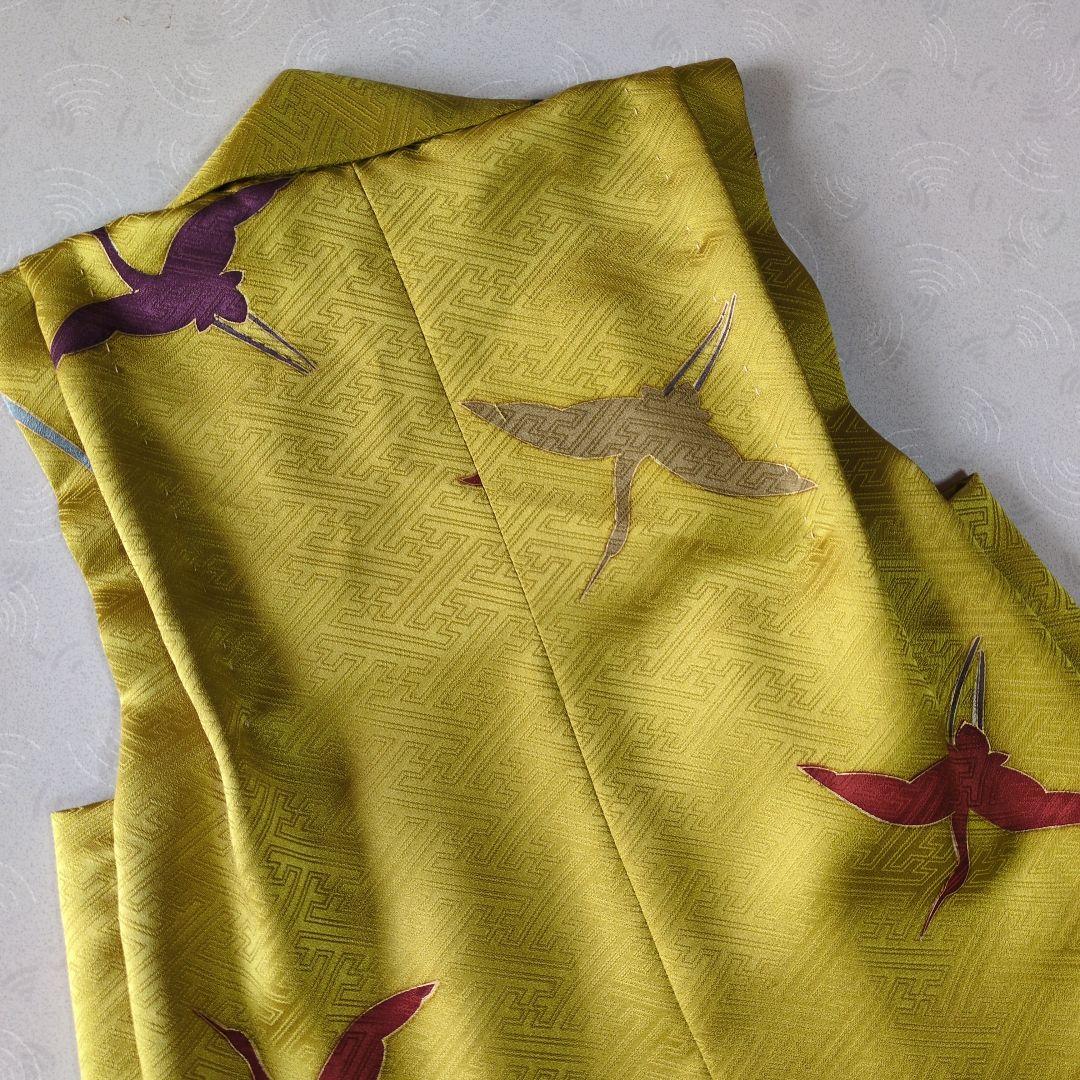 七五三３歳男の子正絹綸子辛子色の被布(中綿無し）