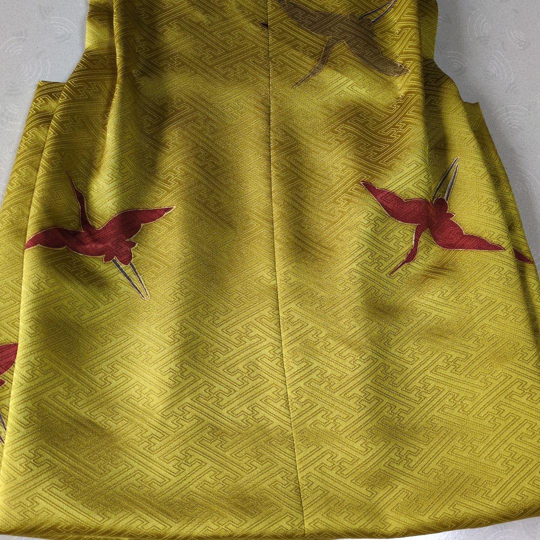 七五三３歳男の子正絹綸子辛子色の被布(中綿無し）