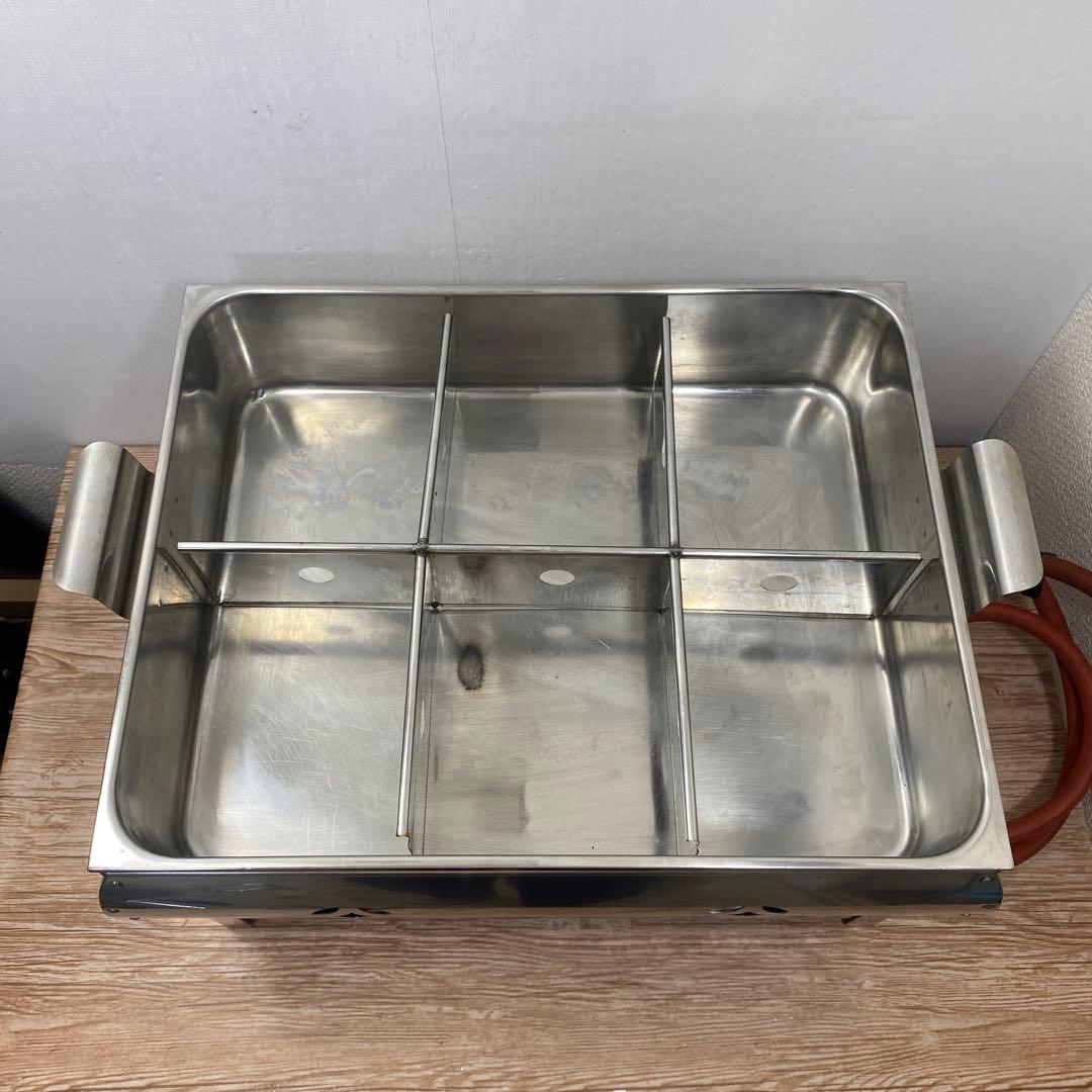 中古品涌井工業 おでんなべ 6ツ切 蓋付プロパン用 約48×38×H31㎝