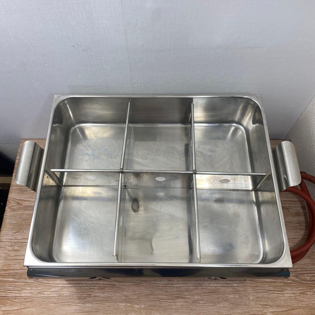 中古品涌井工業 おでんなべ 6ツ切 蓋付プロパン用 約48×38×H31㎝