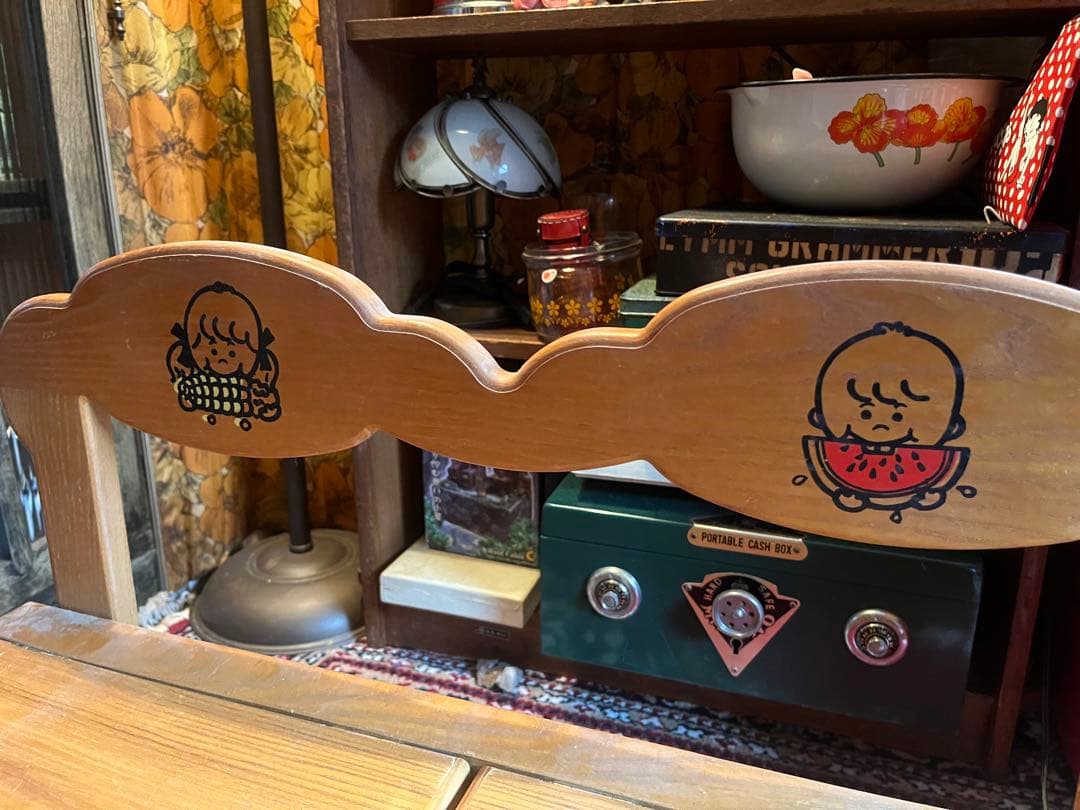 子供用 椅子 キッズベンチ 木製 昭和レトロ 当時物 インテリア 収納ボックス