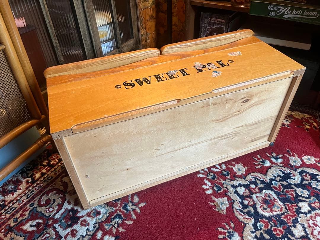 子供用 椅子 キッズベンチ 木製 昭和レトロ 当時物 インテリア 収納ボックス