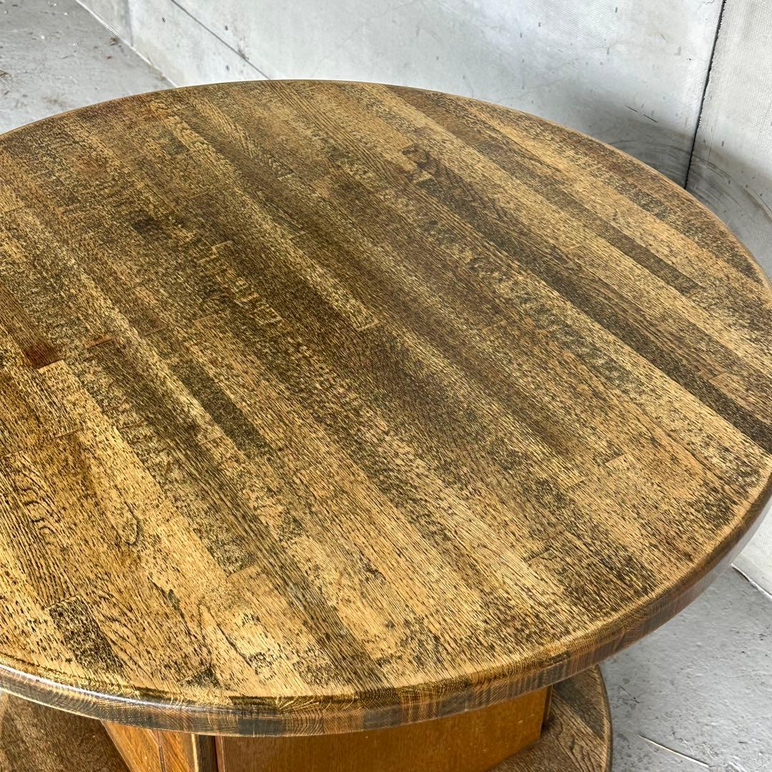 ✦70s✦ 昭和レトロ マルニ木工 円形テーブル 収納キャビネット付き 喫茶店