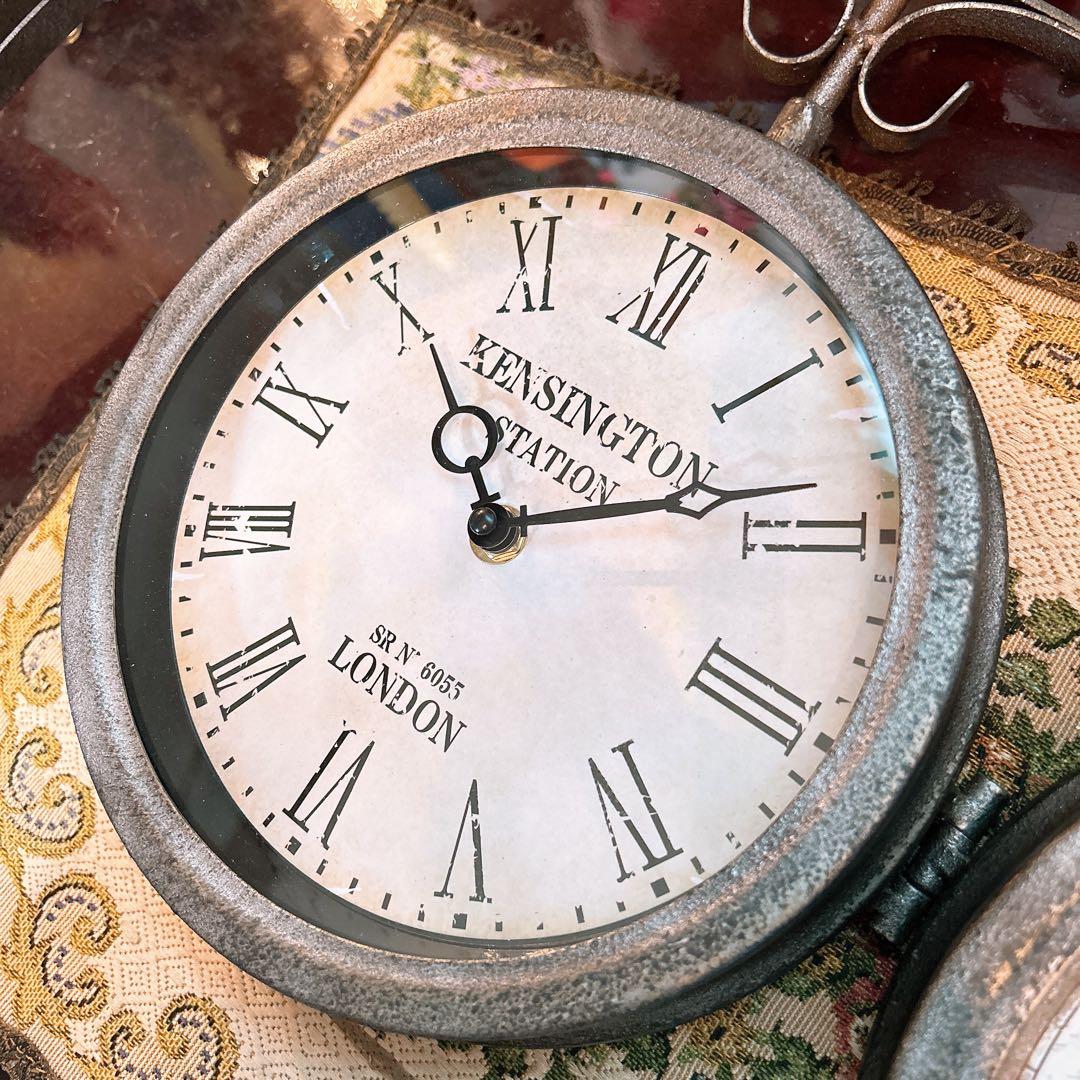 おしゃれな壁掛け時計 №.7 両面時計ウォールクロック アンティーク 回転時計