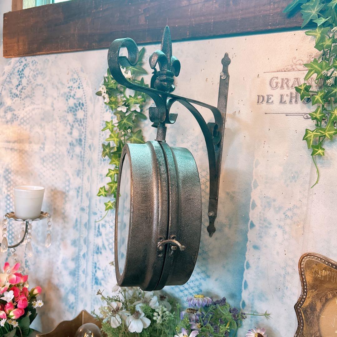 おしゃれな壁掛け時計 №.7 両面時計ウォールクロック アンティーク 回転時計