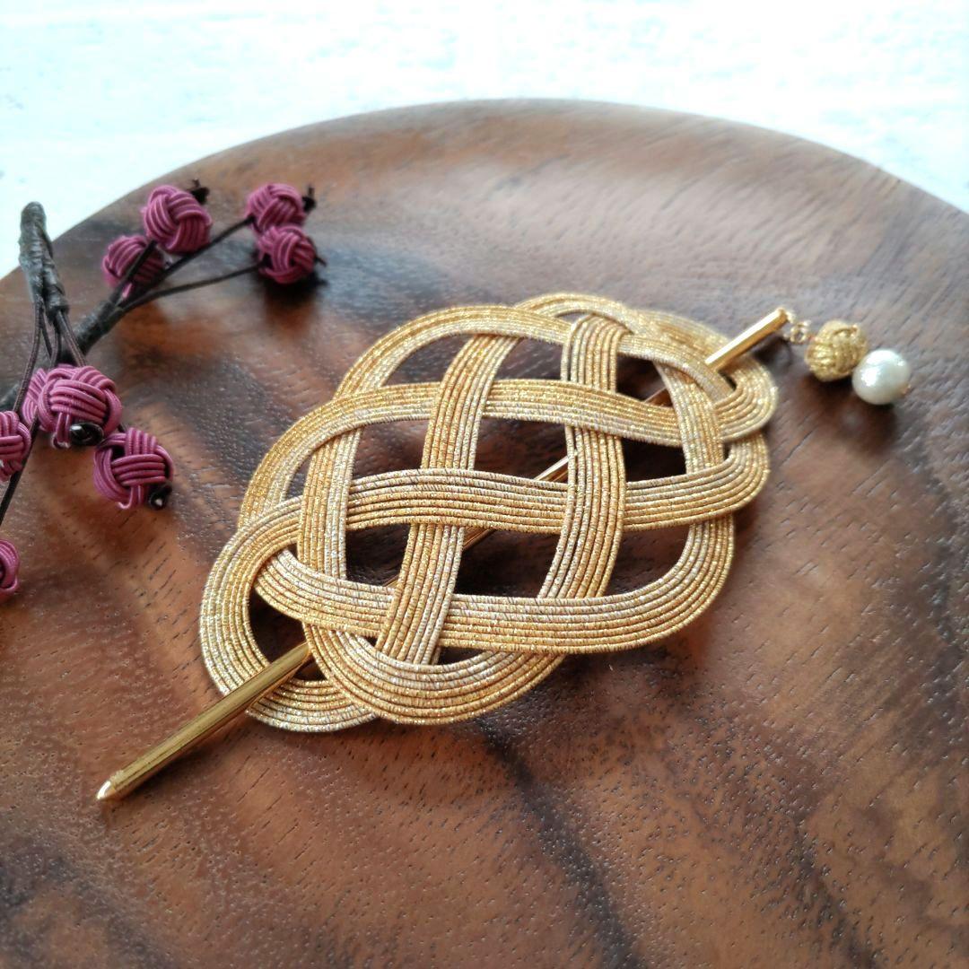 No.250 「ゴールドの髪飾り」 水引 マジェステ 髪飾り