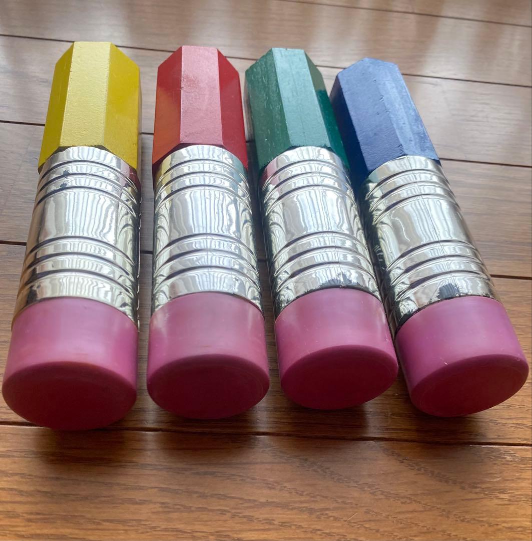 カラフル鉛筆型3段木製ラック 子供部屋 レトロ