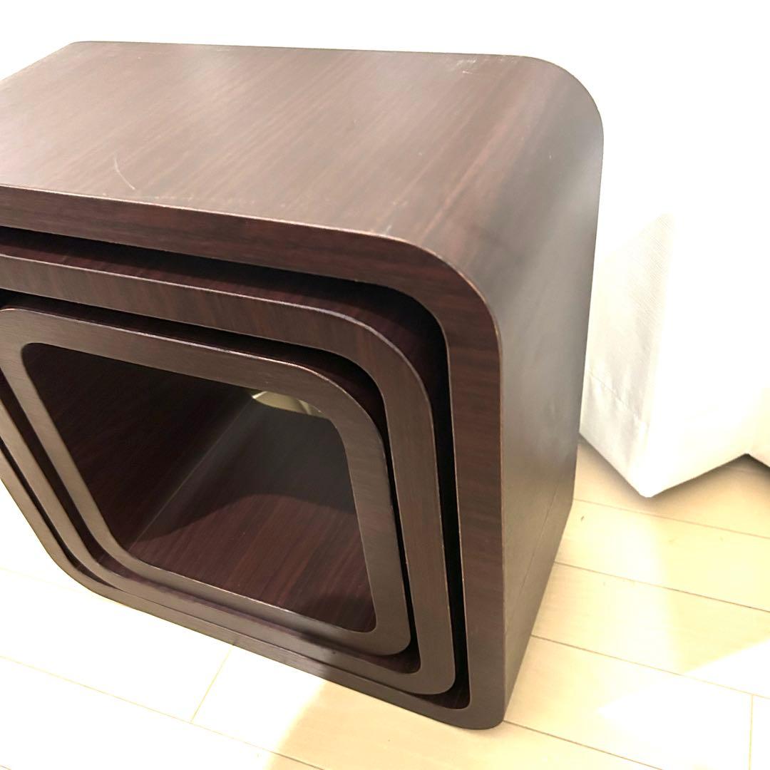 木製 キューブ オープンラック 大中小 3個セット 曲げ木 ミッドセンチュリー