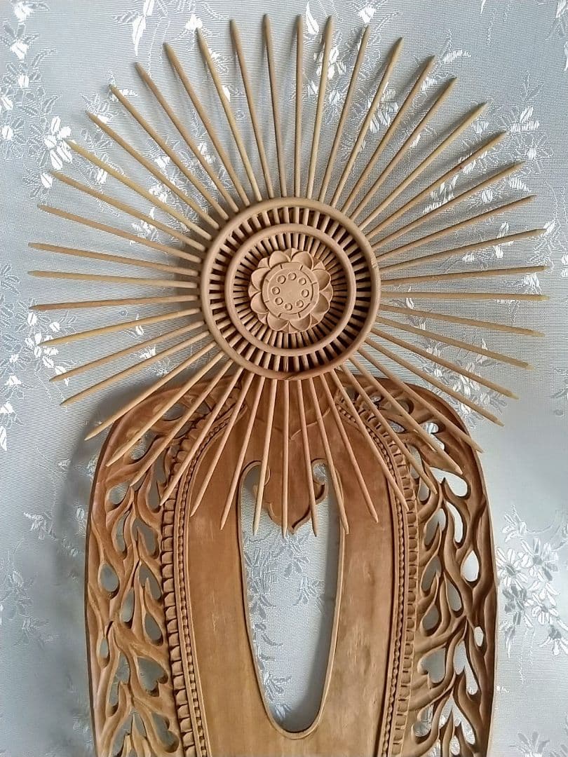 光背のみ#553 立像6.0寸用 放射光 火焔 透し彫◆白檀 木彫 仏像付属品