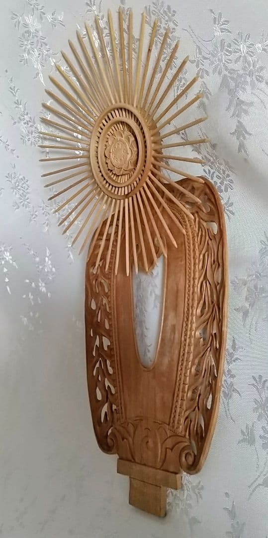 光背のみ#553 立像6.0寸用 放射光 火焔 透し彫◆白檀 木彫 仏像付属品
