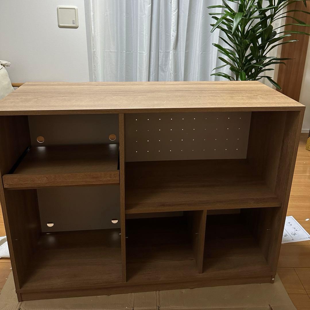 [幅120] キッチンカウンター レンジ台 スライド収納付き LOWYA