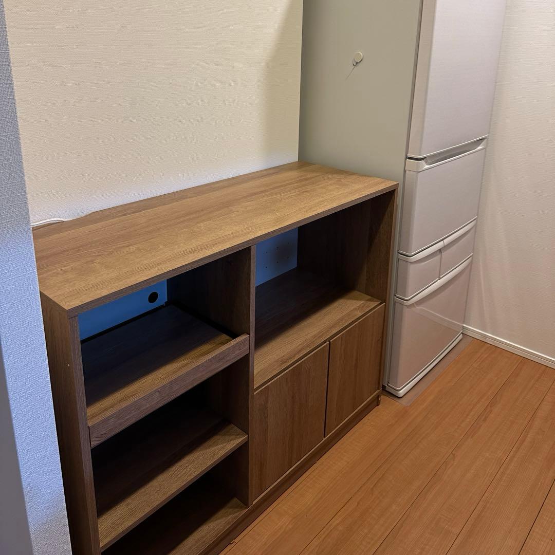 [幅120] キッチンカウンター レンジ台 スライド収納付き LOWYA