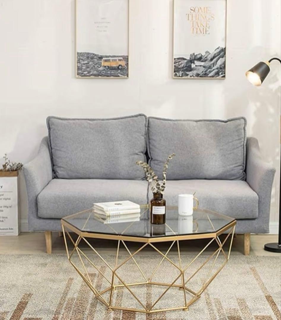 ジオメトリックデザイン 八角形ガラステーブル　北欧　ローテーブル