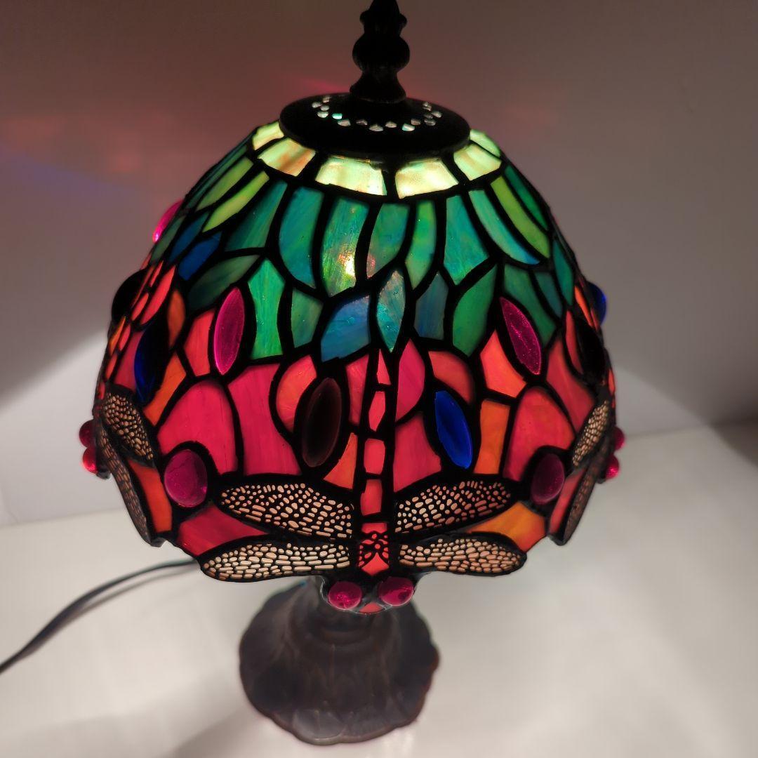 【 アンティーク 】 ステンドグラス／テーブルライト／トンボ／立体ガラス