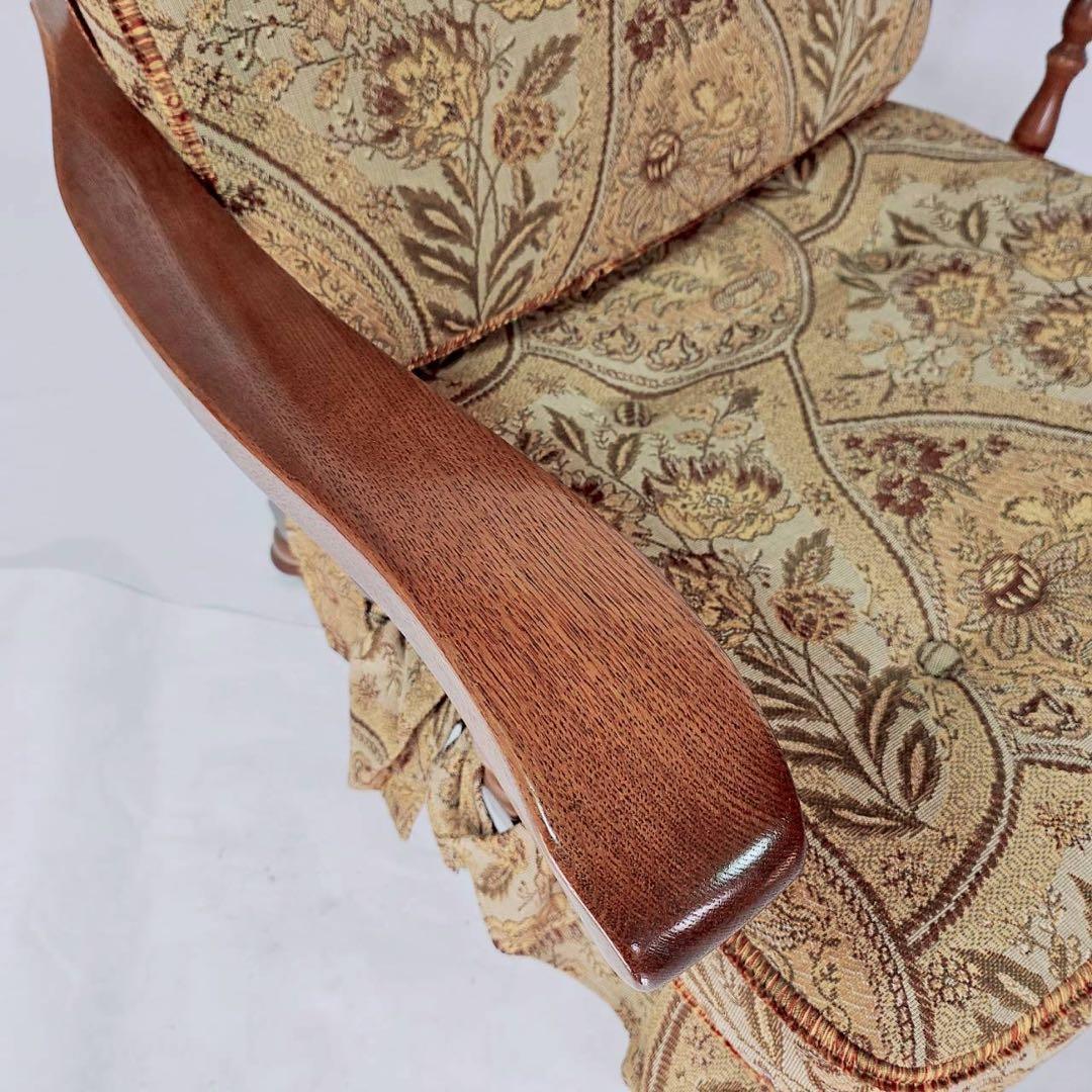 【極美品】柏木工 かしわ 木製アームチェア 2脚セット 花柄 椅子 飛騨家具