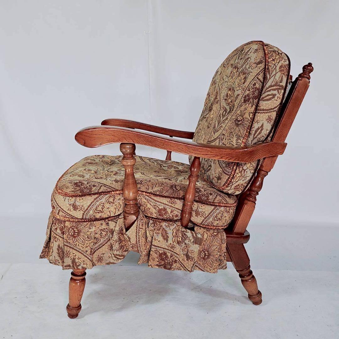 【極美品】柏木工 かしわ 木製アームチェア 2脚セット 花柄 椅子 飛騨家具