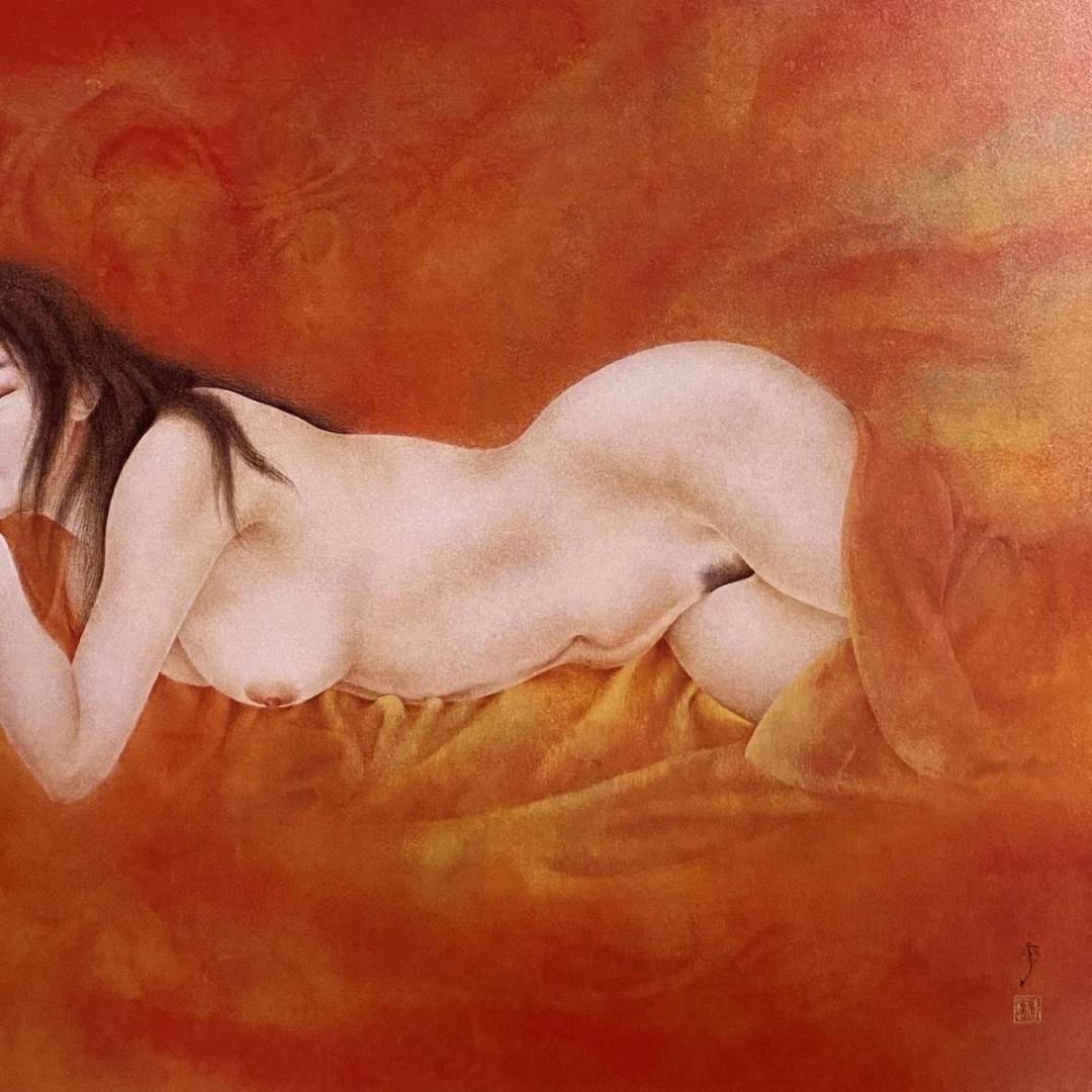 荻原季実子、【女】、希少な額装用画集より、新品額装付、状態良好