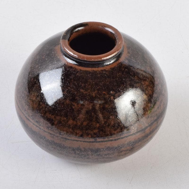 茶道具　松本鉄山作　大名物写　国司茄子茶入　仕覆付　共箱　V　9199