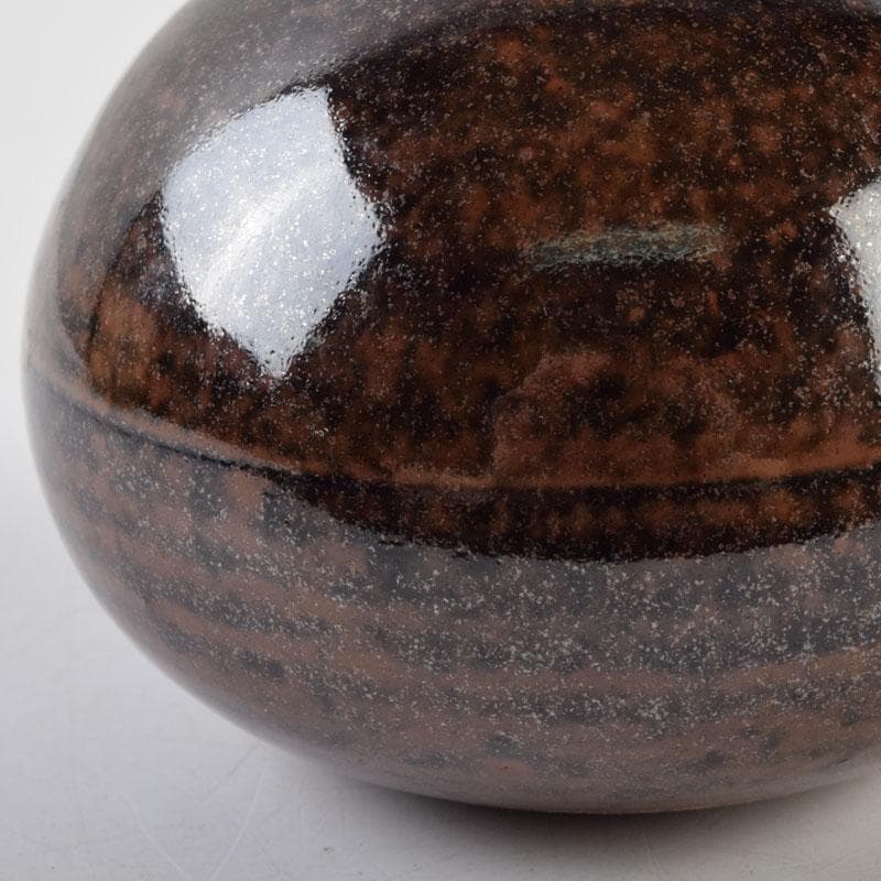 茶道具　松本鉄山作　大名物写　国司茄子茶入　仕覆付　共箱　V　9199