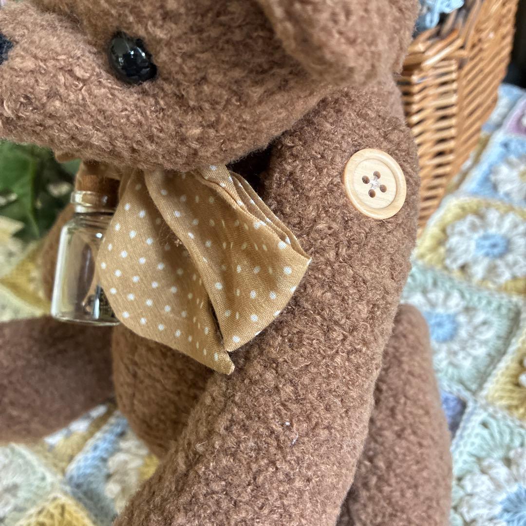 テディベア　クマのぬいぐるみ　茶色　リボン　ハンドメイド