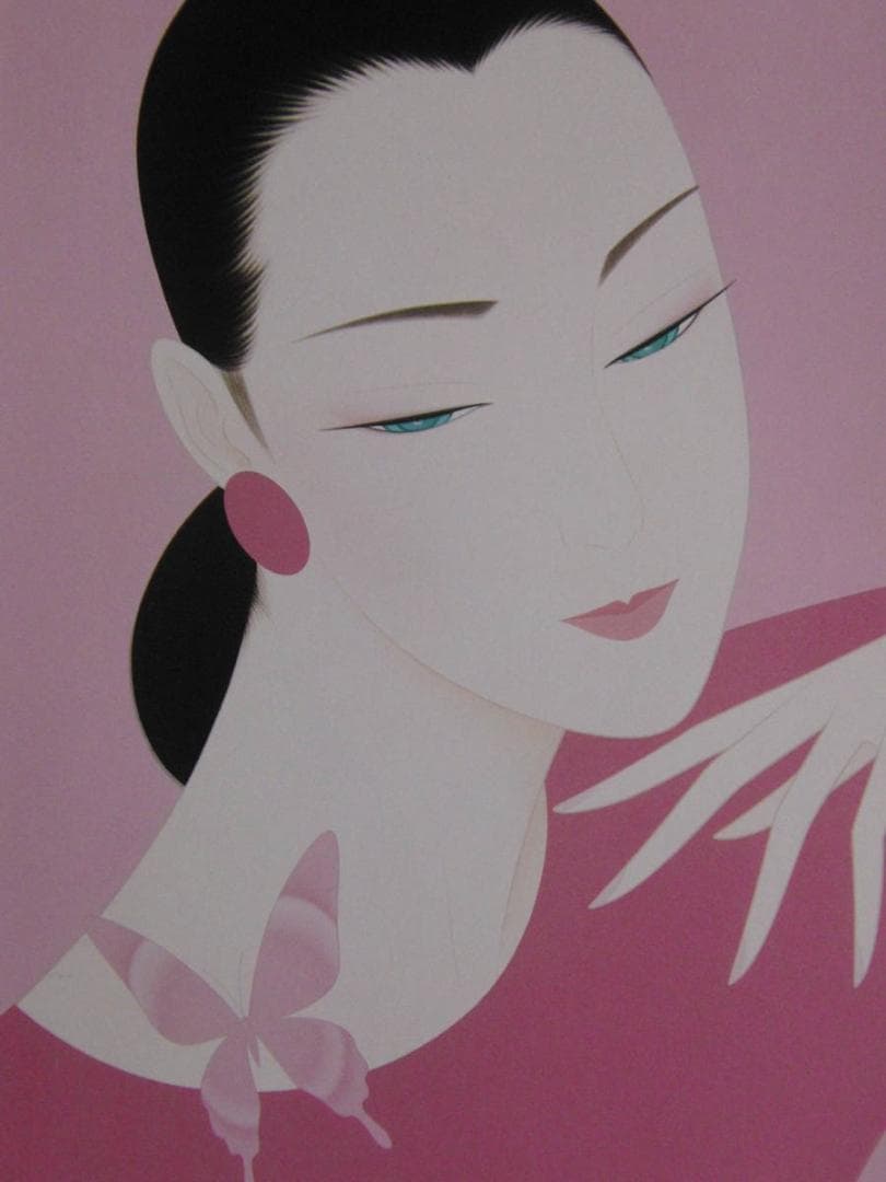 鶴田一郎、【ノエビア バタフライシリーズ（ピンク）】、希少な額装用