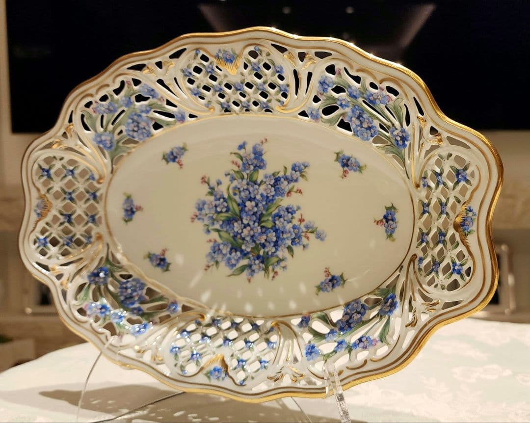 超希少 特大 31.3cm シューマン ババリア 勿忘草 ピアス プレート