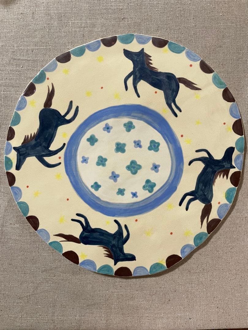 【新品】　京焼　大皿　馬　うま　2026 絵皿　飾り皿　北欧　プレート　干支