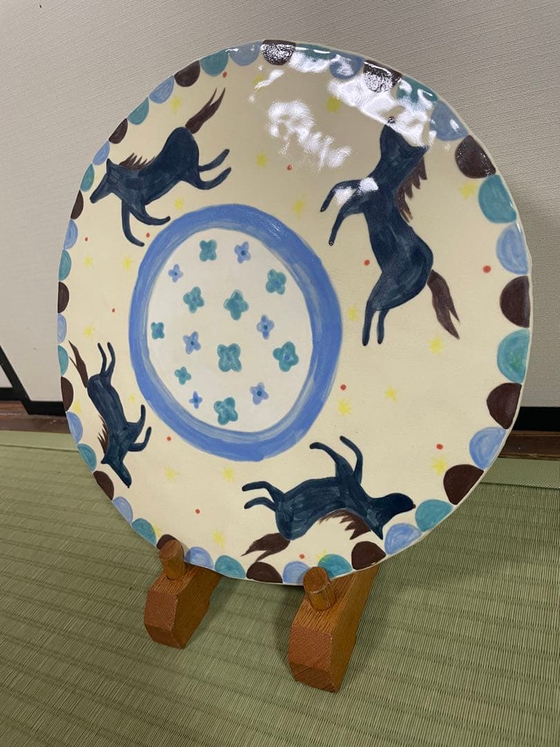 【新品】　京焼　大皿　馬　うま　2026 絵皿　飾り皿　北欧　プレート　干支