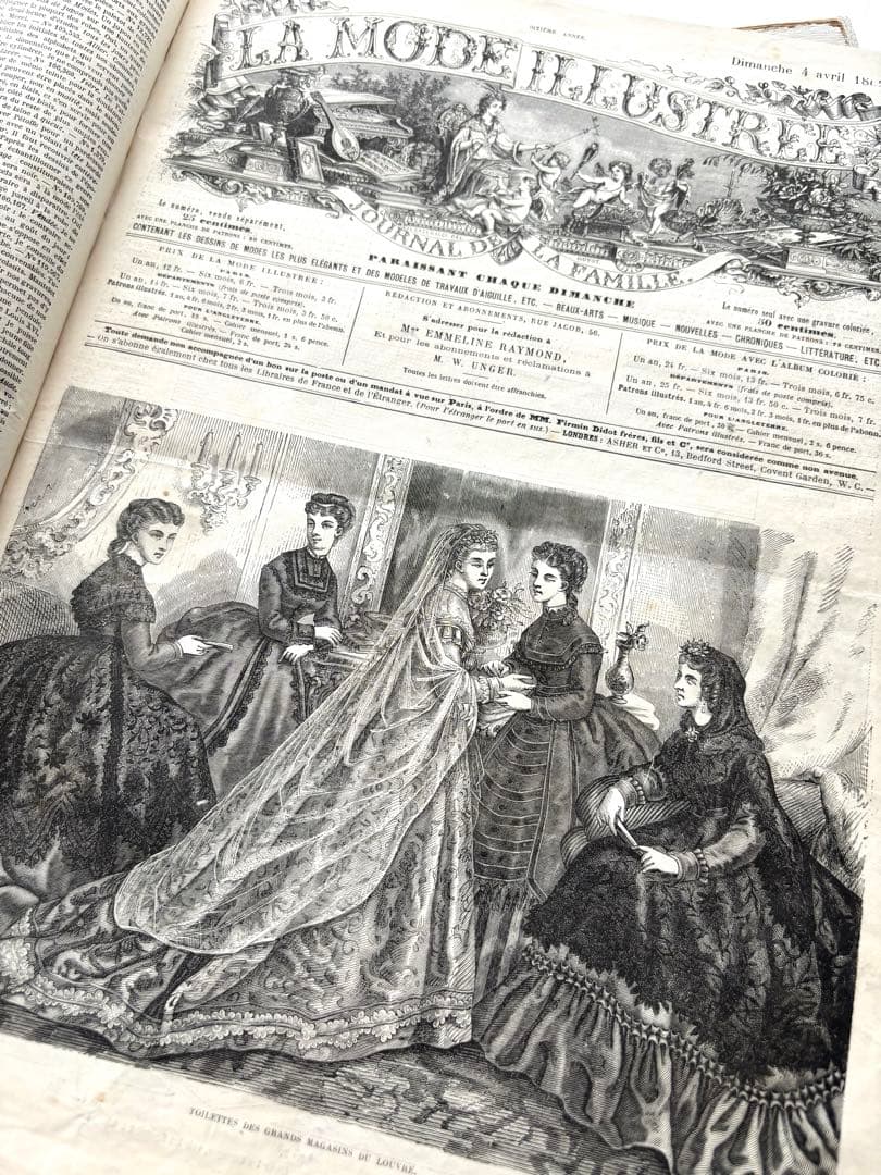 専用 フランス アンティーク ファッション雑誌 1869年 年鑑本 モード