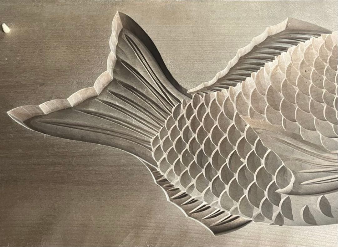 菓子型 特大型の鯛 タイ 細密44.3×20.2cm 和菓子 古道具アンティーク