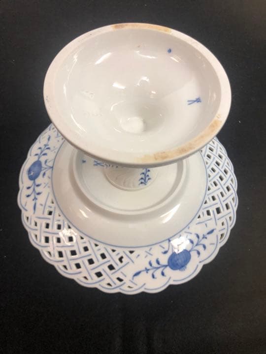 マイセン　ブルーオニオン　21cm 透かしプレート コンポート