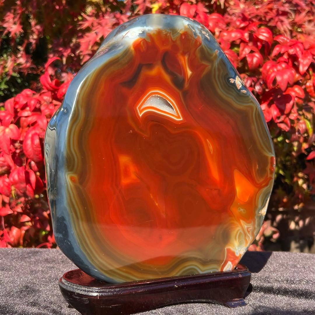 ✳️素敵な色合いと輝き✨ジオードメノウのパワー☆極大サイズ 赤メノウ 瑪瑙 天然石